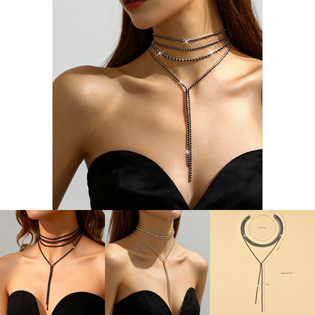 Lyxigt Långt Kedjehalsband För Kvinnor Med Kubisk Zirkonia Och Geometrisk Stil För Trendigt Halsband