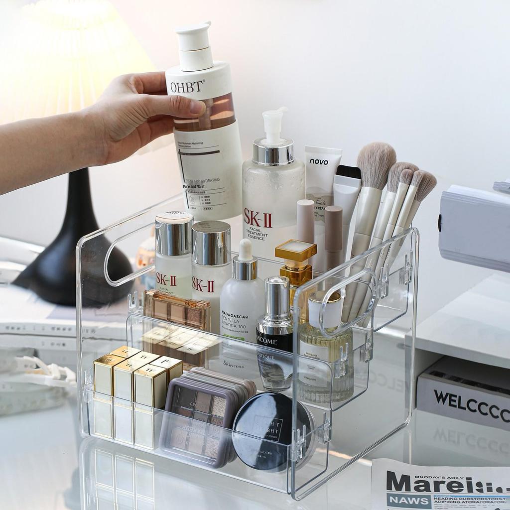 Luxury Desktop Organizer for Cosmetics & Perfumes - Tiered Display Stand with Slanted Storage