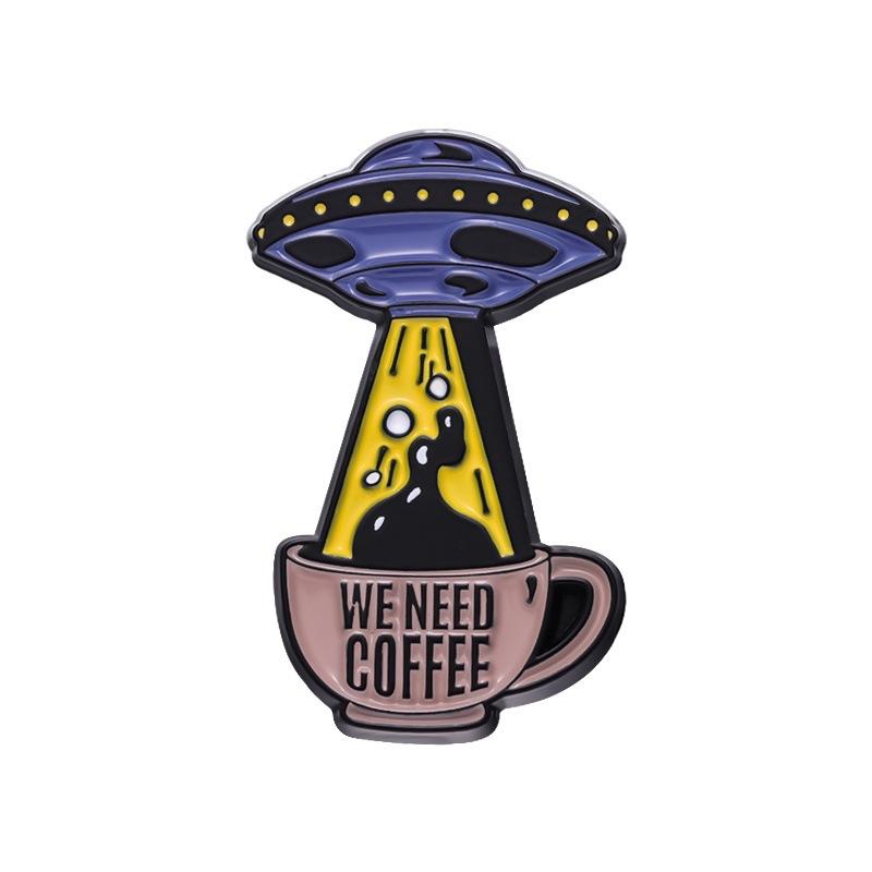 Coffee Maker Enamel Brooch Coffee Bean Grinder Coffee Kettle Cup Bag Barista Badge Punk Lapel Coffee Collection Pin Jewelry Gift