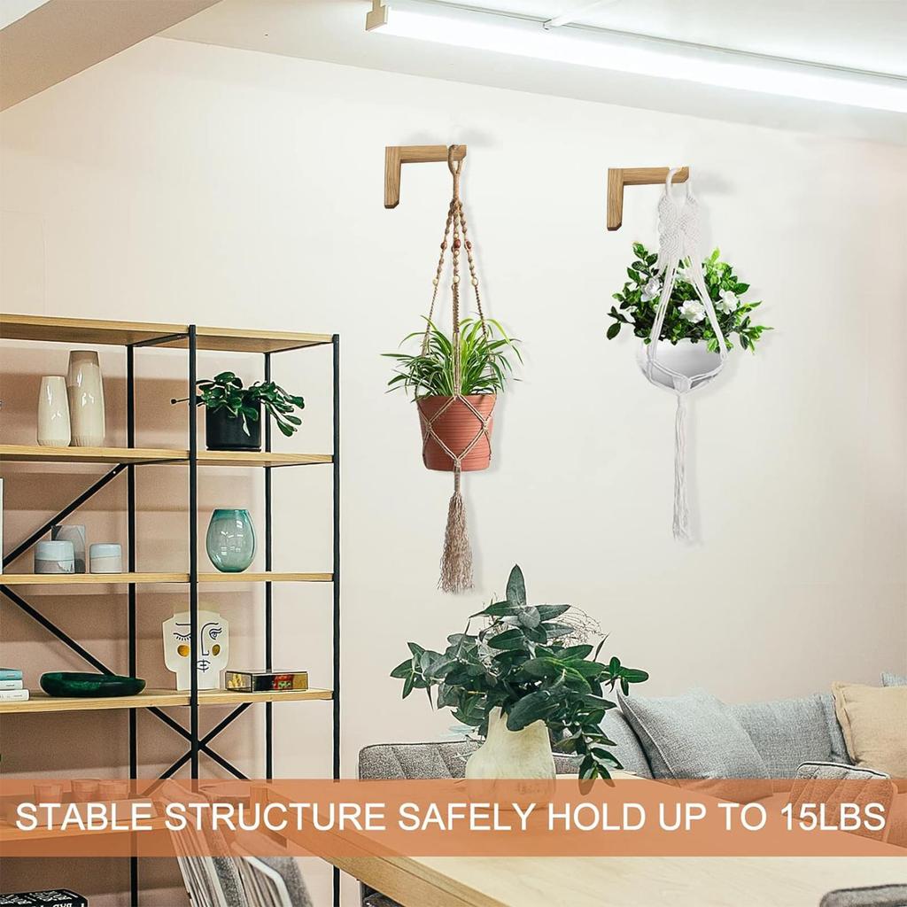 Natural Wood Wall Plant Hangers L Shaped Wall Plant Hangers Flower Pot Hook L-shaped Basket Wall Hooks for Outdoor Flower Pots