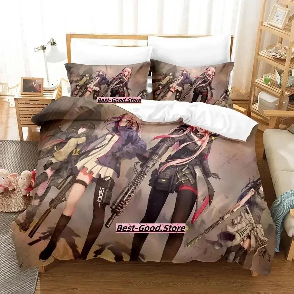 Spel Girls Frontline Anime Kawaii Tryckt Sängset Påslakan Örngott Sängkläder Sänglinne Lakan Täcke Drottning King Size