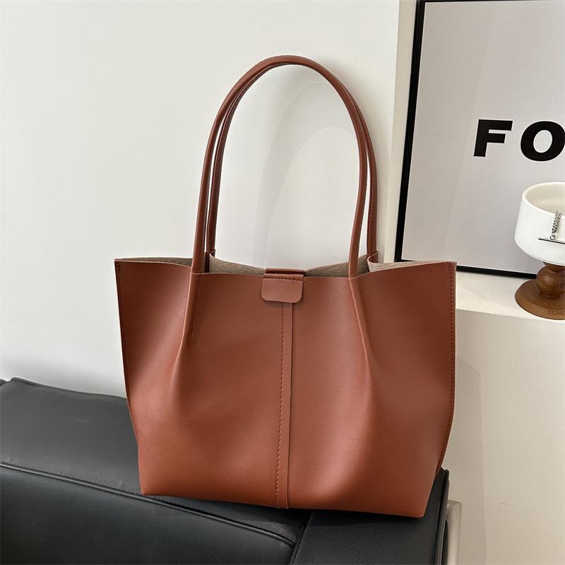 Fashionable Pu Leather Shoulder Tote Bag For Women 2024 New Trendy Handbag Chic Style