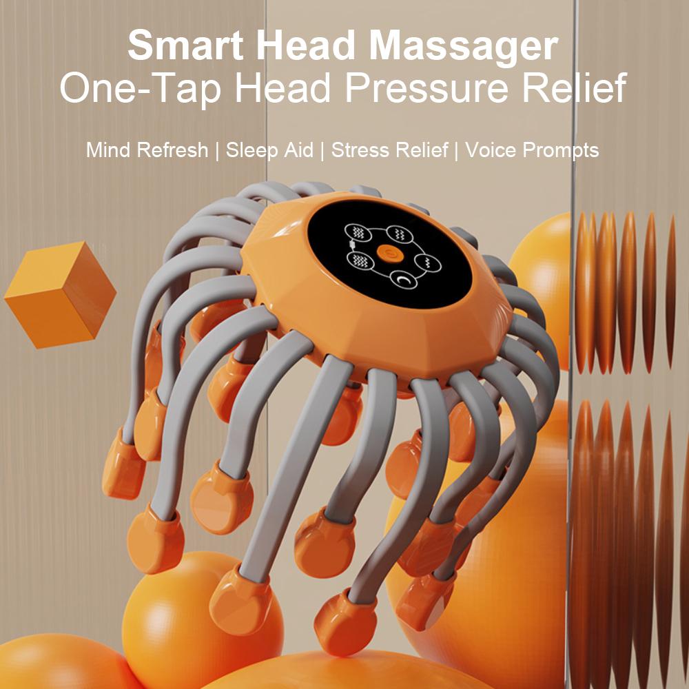 20 Octopus Claw Head Massager Electric Red Light Therapy Relief Scalp Massage Stimulators Orange Vibration Hair Head Massager