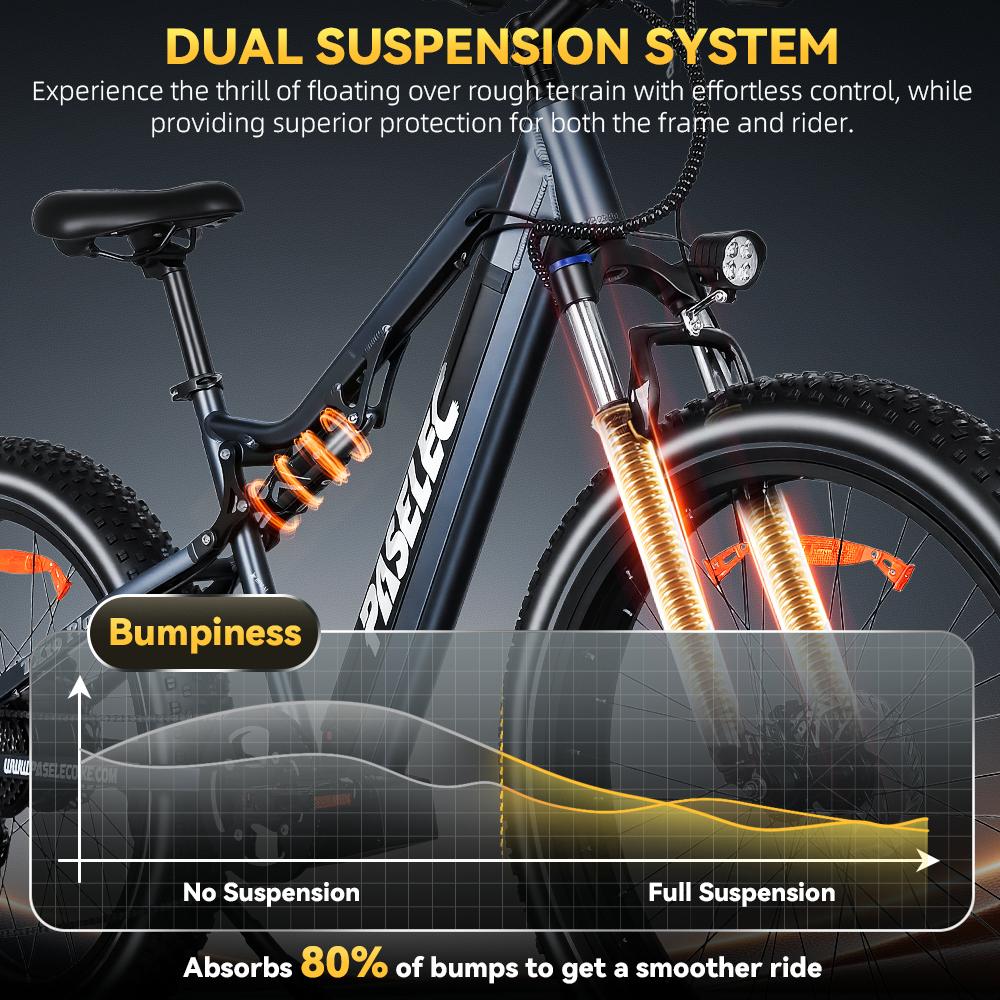 PASELEC TX19 PLUS Electric Adult Bicycle 500W Motor Men's E-Mountain Ebike 48V19.2AH Battery All-Terrain E-Bike 26*4.0 Inch Fat Tire Electric Bike