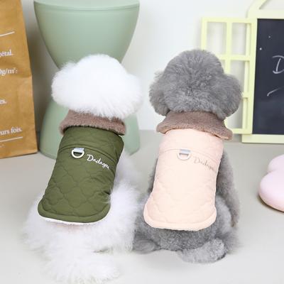 Pet Clothing Two-leg Fur Collar Three-color Cotton Coat