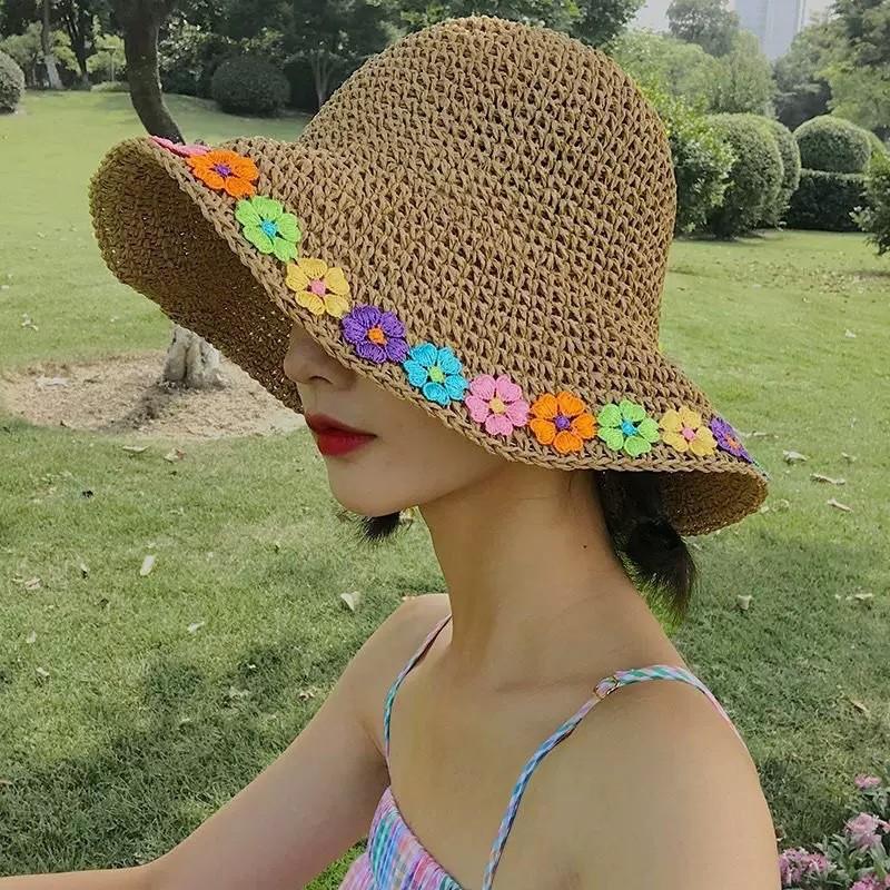 

Straw Hat With Wide Brim For Beach Summer Sun Protection And Vacation Style Style D
