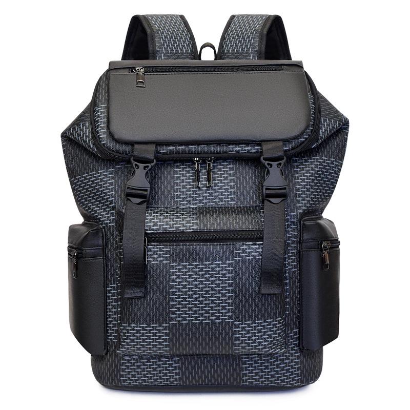 

Checkered Men s Fashion Trend Outdoor Large Capacity Backpack чёрный