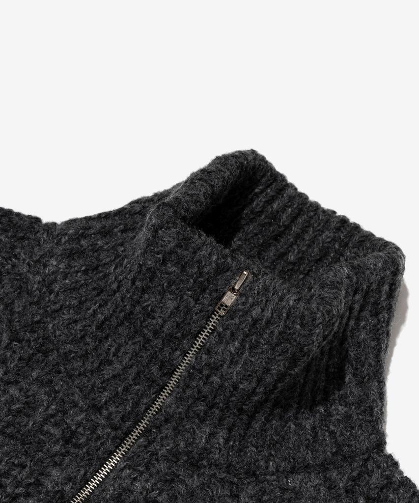 OTHERFITS Cable High-Neck Knit Zip-Up (Charcoal)