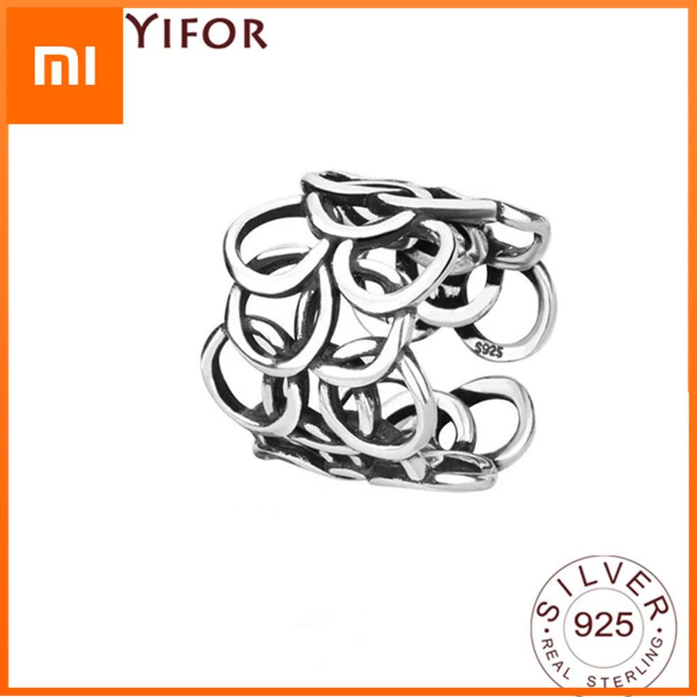 Xiaomi BFCLUB Silver Color New Simple Vintage Circle Rings Retro Distressed Opening Handmade Ring Fashion Fine Jewelry