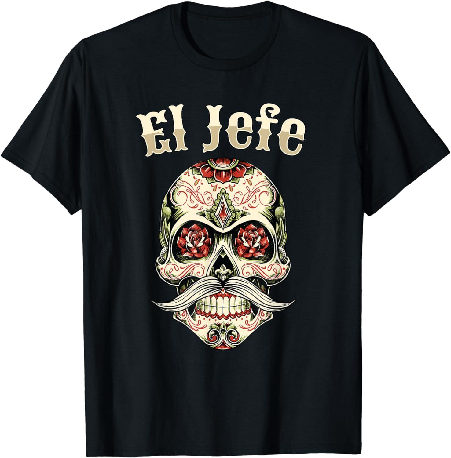 NEW LIMITED El Jefe Sugar Skull Dia De Los Muertos El Jefe T-Shirt - MADE IN USA S