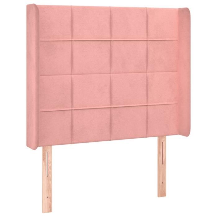 3124089 vidaXL LED Headboard Pink 93x16x118-128 Cm Velvet