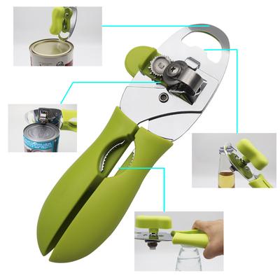 Abridor de latas manual 4 em 1, multiuso, torção, tampa, abridor de garrafas, cozinha, casa, ferramenta abridora de latas