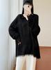 Women's Early Autumn 100% Wool Tassel Lapel Sweater - Stylish Loose Knitwear with Drop Shoulders