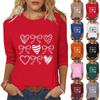 Women's Fashion Casual Three-quarter Sleeve Valentine's Day Printed Round Neck Top