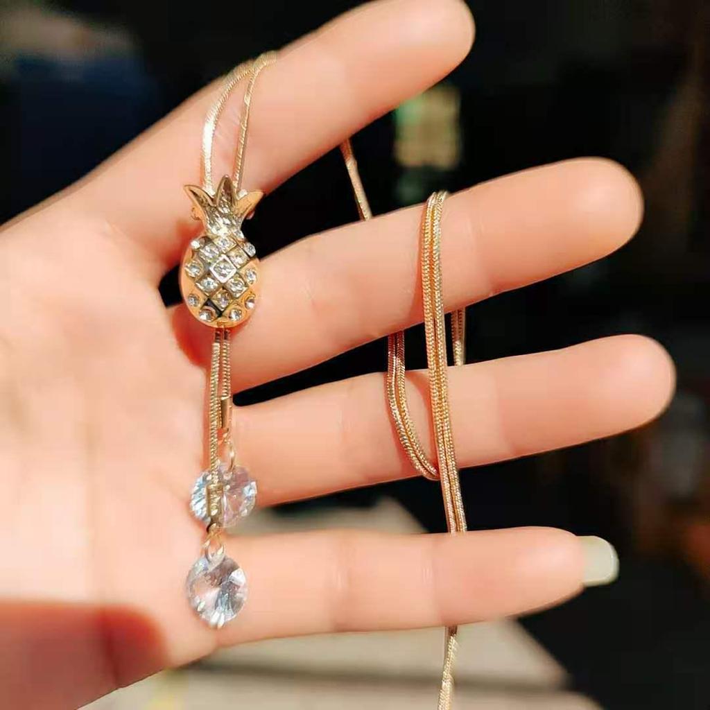 Koreanischer Schlichter Stil Langer Pullover Quastenanhänger Halskette