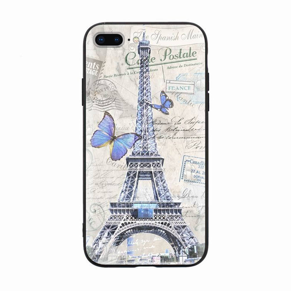 Black Case for Xiaomi Redmi 13C Note 9 iPhone XR 7 8 14 15 11 12 13 X XS Pro Max Samsung A25 S23 S24 FE Ultra Plus Eiffel Tower