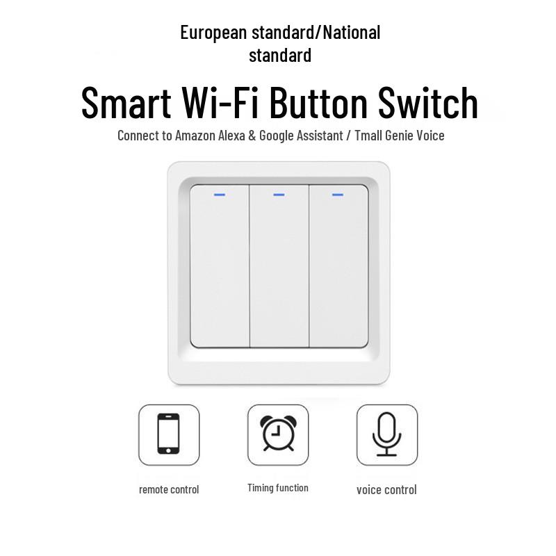 Tuya WiFi Smart Button Switch - Compatible with Alexa, Mobile Control, EU/UK/National Standard