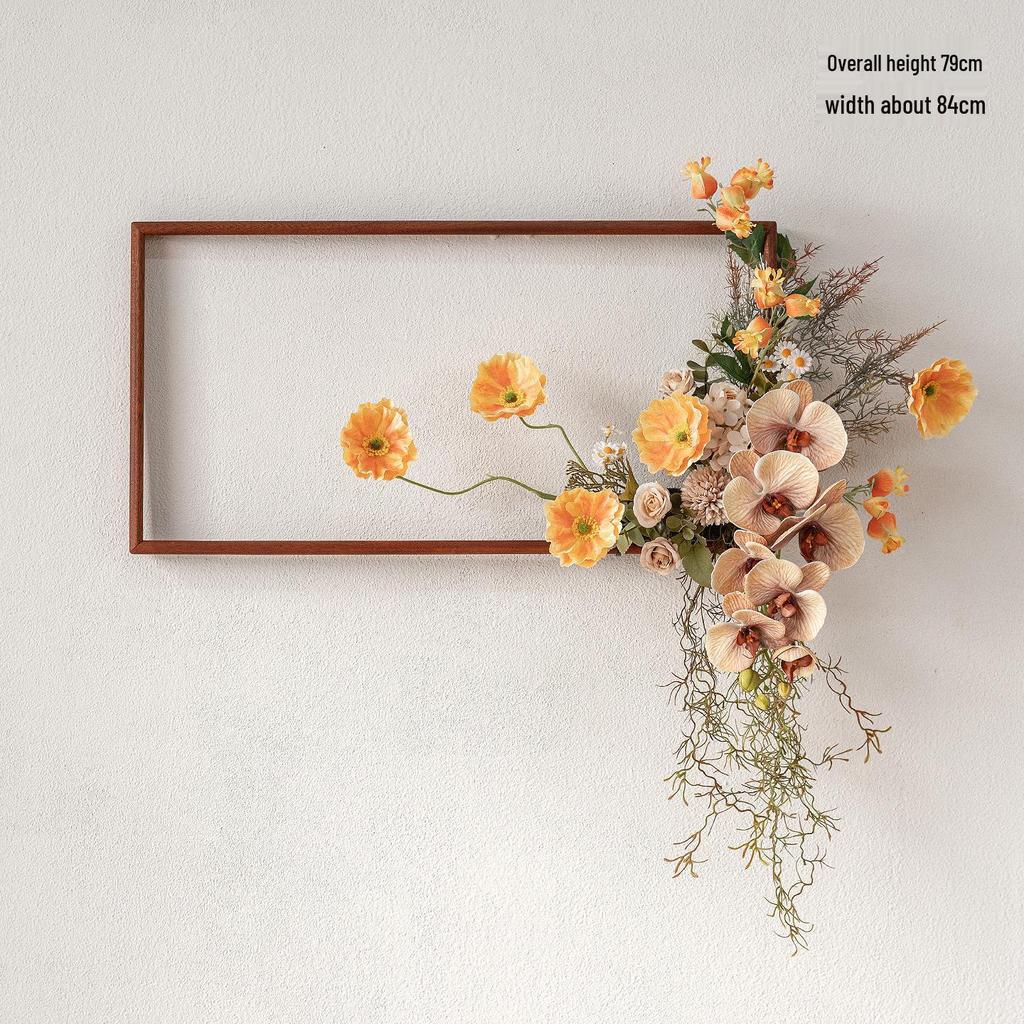 Retro Wenge Wood Photo Frame: Creative Living Room Artificial Flower Wall Art & Photography Prop
