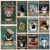 Vintage Metal Cat Wall Decor Tin Sign Wash Your Paws Animal Metal Sign for Home Living Room Kitchen Cafe Bar Retro Poster