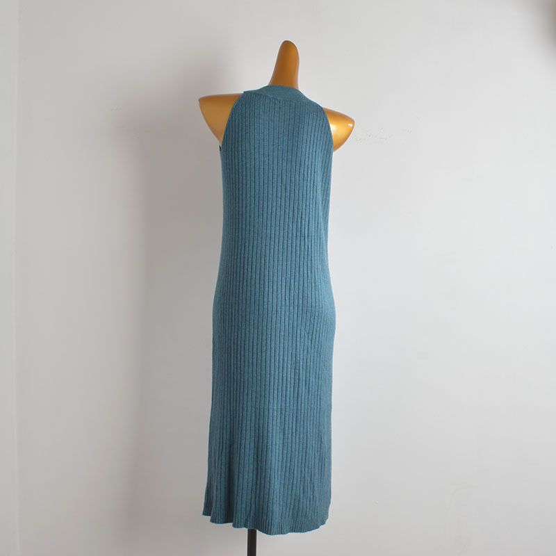 Sleeveless Knitted Cami Dress Women Spring and Summer New Versatile Round Neck Pullover Slim Fit Sexy Hip Skirt