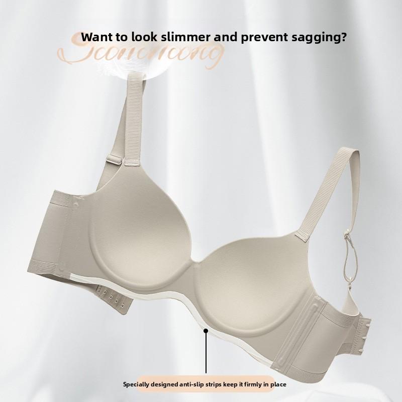 Plus Size Full Bust Minimizing Bra, Thin Push Up Side Support Anti-Sagging Anti-Outward Expansion Seamless Women's Lingerie