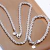 Women Alloy Bracelet Elegant Twisted Silver Jewelry Set for Women Men Unisex Necklace Bracelet with Polished Alloy Lobster Clip