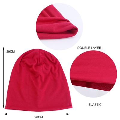 Neue Beanie Mütze für Damen Herren Herbst Winter Elastisch Lässig Einfarbig Slouchy Chemo Mütze
