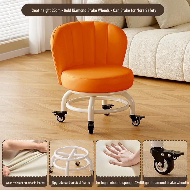 Children's Rotating Stool with Backrest and Silent Wheels
