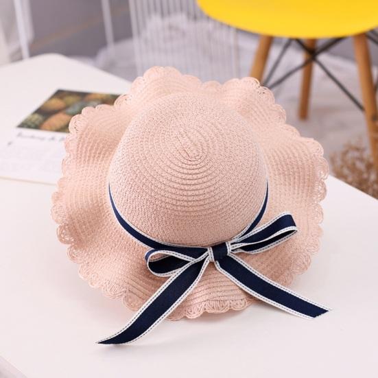 Family Beach Hat Natural Straw Woven Wide Brim Sun Protection Foldable Lightweight Summer