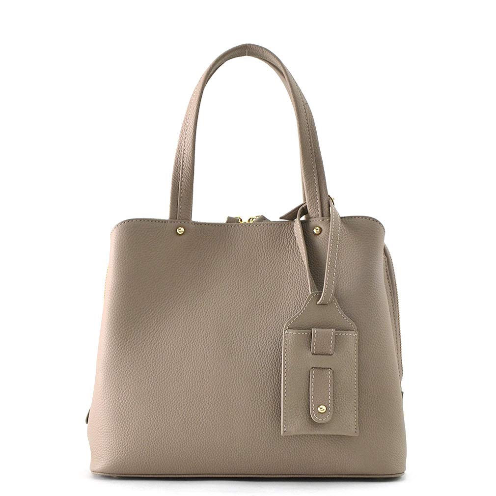 VITAFELICE Genuine Cowhide Leather Square Handbag for 2-Way Women, Vinb-l16045 (Gray Beige)