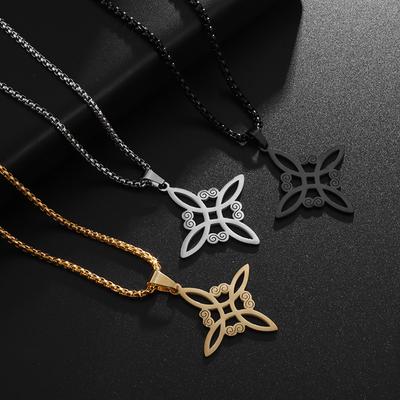 Fashion Witchcraft Witch Knot Necklace European and American Simple and Versatile Stainless Steel Jewelry Pendant Titanium Steel Hanging Decoration