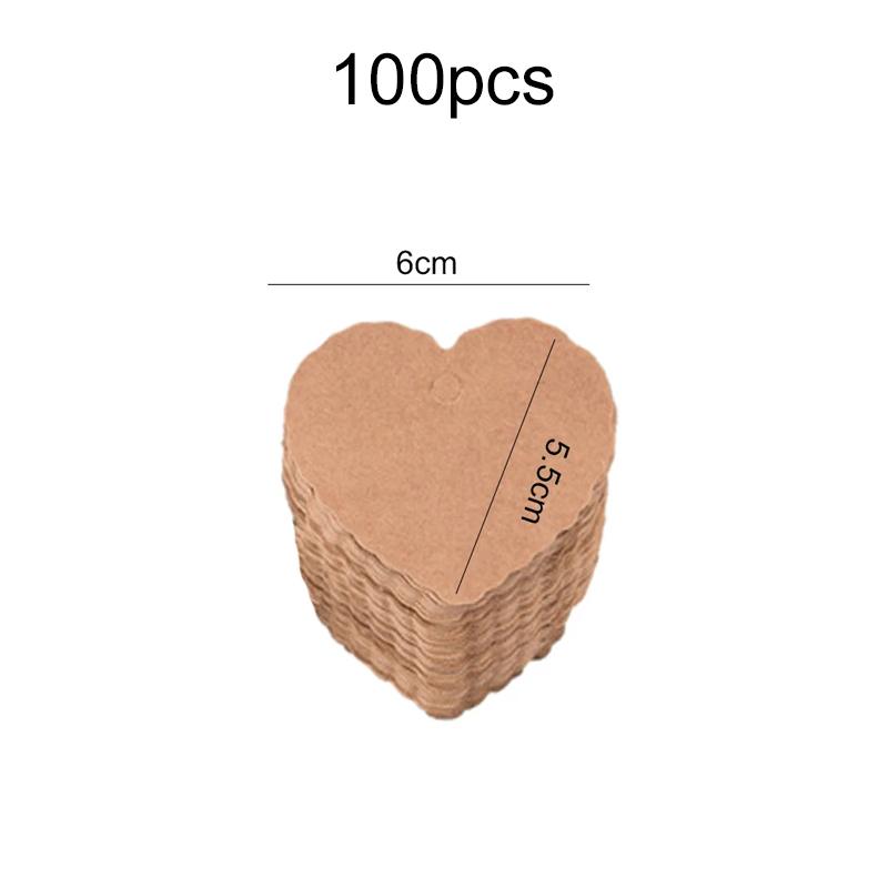 100pcs Heart-shaped Card Paper Blank Tags Handwritten Gift Tags Kraft Paper Labels for Wedding Christmas Day Thanksgiving TMZ