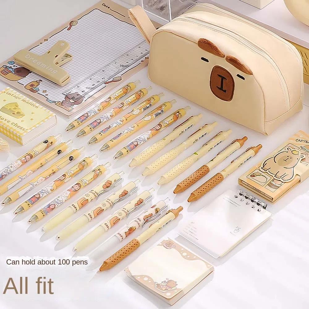 Desktop Organizer Cartoon Pencil Box Large Capacity Zipper Pencil Pouch Panda Pen Holder  Office