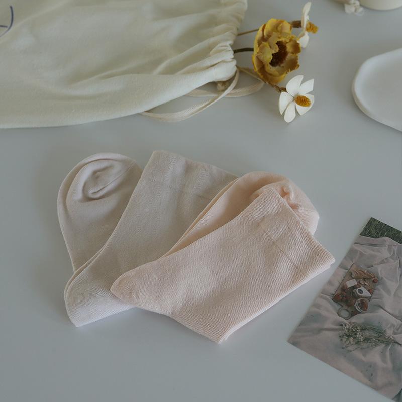 Fafahome Gentle Color Loose Confinement Socks Solid Color Girl Pink Versatile Cotton Socks