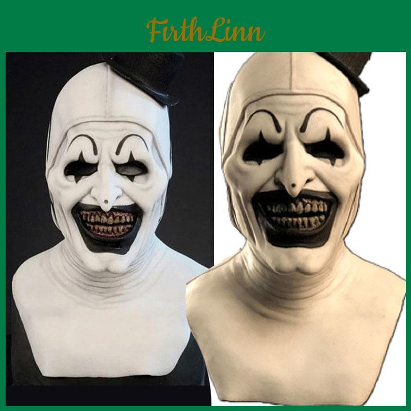 Uniek Horror Clown Mask Hoofddeksel Voor Halloweenfeesten Griezelig Wit Latex