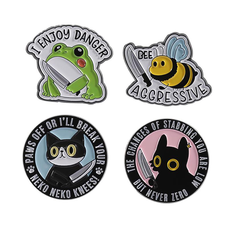 3-8pcs/set Animal Enamel Pins Custom Frog Panda Cat Goose Brooches Lapel Badges Clothes Jewelry Gift for Kids Friends