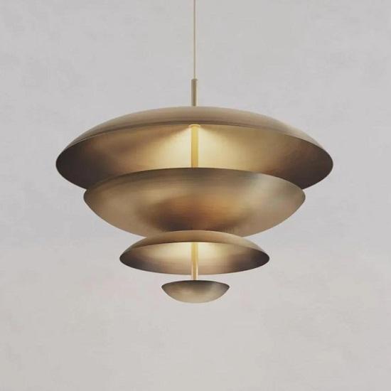 1950's Mid Century 6 Light Celling Raw Brass Flush Mount Fixture Pendant Light Cosmic Pendant Duo Regolith Modern Brass Chandelier