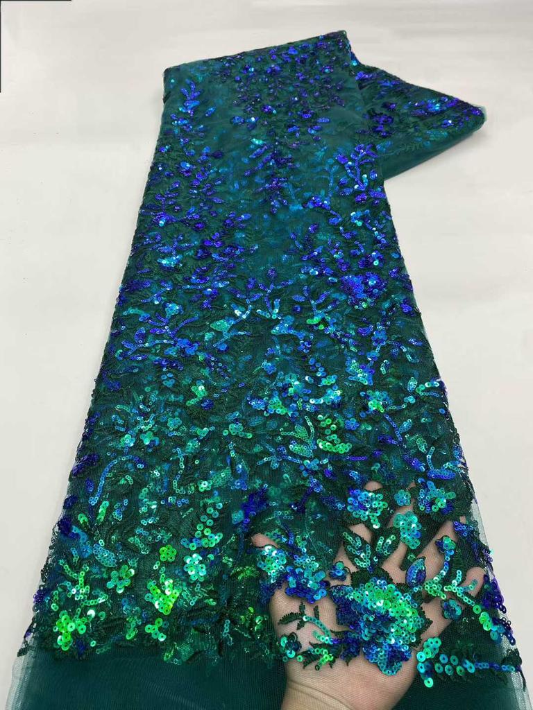 Luxury African Net Lace Fabric 2026 High Quality Sequins Lace Fabrics For Nigerian Wedding French Tulle Lace Fabric Dress Women