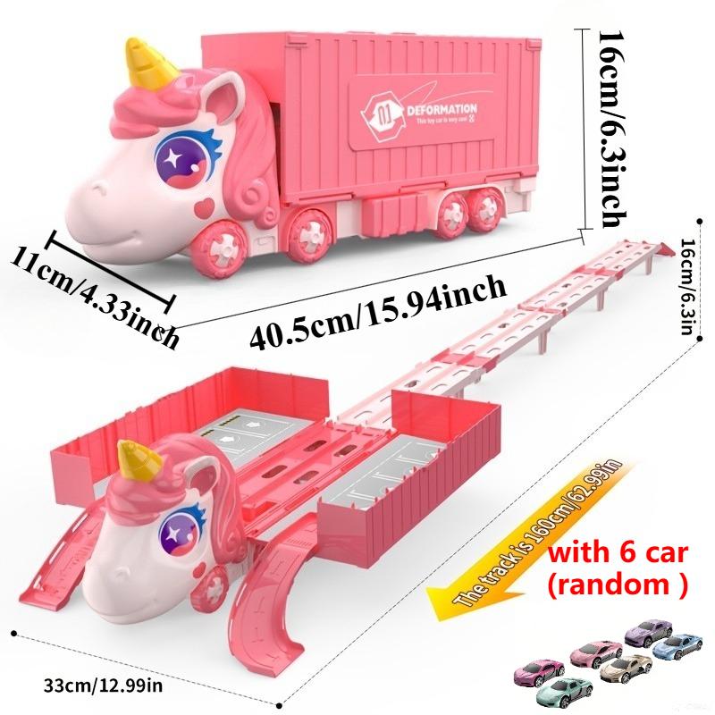 Carrier Truck Race Track Boys Toys Foldable 3 Layer Toddler Track Playset Toy Truck Transport Race Cars Toys for Kids Boys Girls