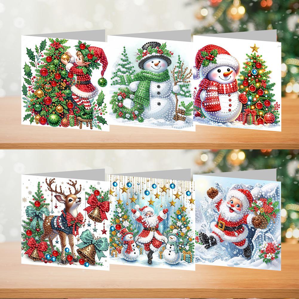 6pcs Christmas Diamond Art Greeting Cards DIY Diamond Painting Christmas Cards Handmade Diamond Painting Greeting Thank You Card