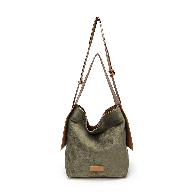 Semsket hengende øre tote bag bøtteveske stor veske lat pendler skulder-, messenger bag