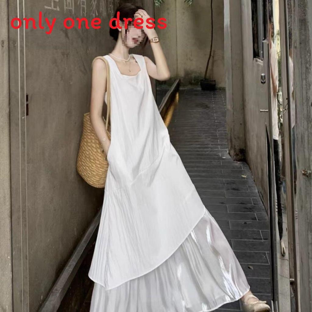 Summer Knit Splicing Tank Dress With Hood For Casual And Yoga Wear