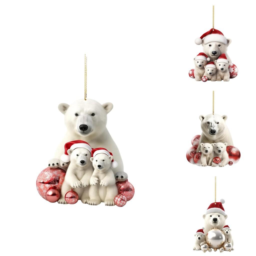 Organic Playful Glass Arctic Bear Family Christmas Decorations For Charm Auto