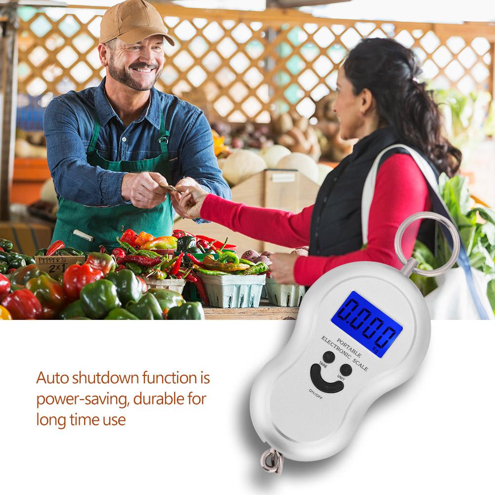 Portable Plastic Electric Digital Hanging Scale with Hook Tool for Fishing Luggage (Black)