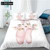 Ballett Bettbezug Set King Mikrofaser Ballett Accessoire Schuhe Kleid Bettwäsche Set für Mädchen Rosenblätter Sommerstil Steppdecke