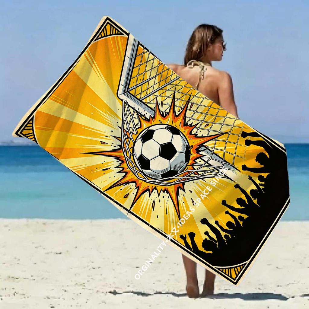 Soccer Goal Game Beach Towel Patterned Sunscreen And Windproof Suitable For Swimming Pool Camping Travel Blanket