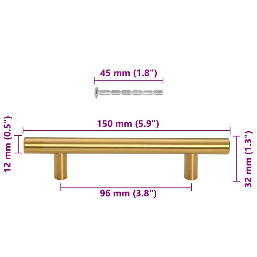 Furniture Handles 10 Pcs Golden 96 Mm Stainless Steel