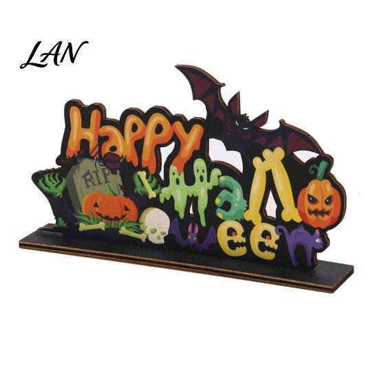 Decorative Halloween Wood Signs Wooden Ornaments for Tabletop Decorations, Stable Base Table Figures Centerpiece Home Party And Spooky Haunted