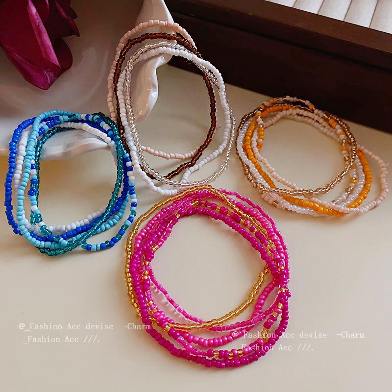 

Four-Piece Colorful Beaded Anklet Set: Simple, Versatile Design, Elegant & Luxurious Ankle Bracelets for Women
