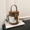 Shoulder Crossbody Bag PU Leather Cylinder Bag Bucket Handbag for Daily Activity